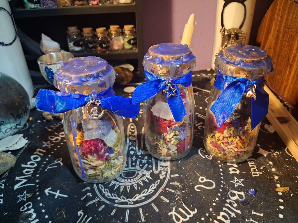 Handmade Wiccan sleep intention jar- small