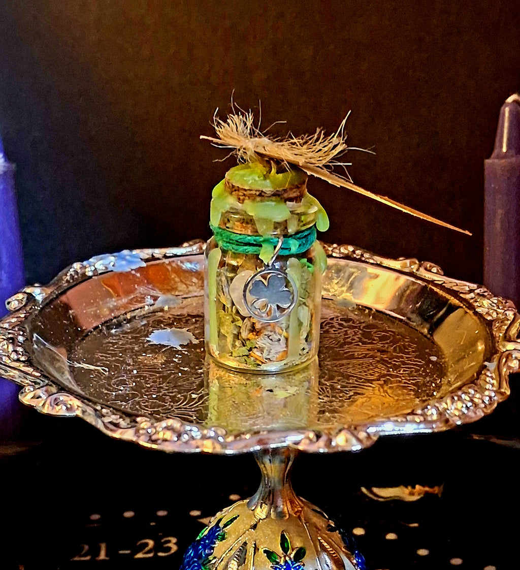 Pocket Luck Intention Jar | Handcrafted Spell Jar with Healing Crystals & Herbs-mini