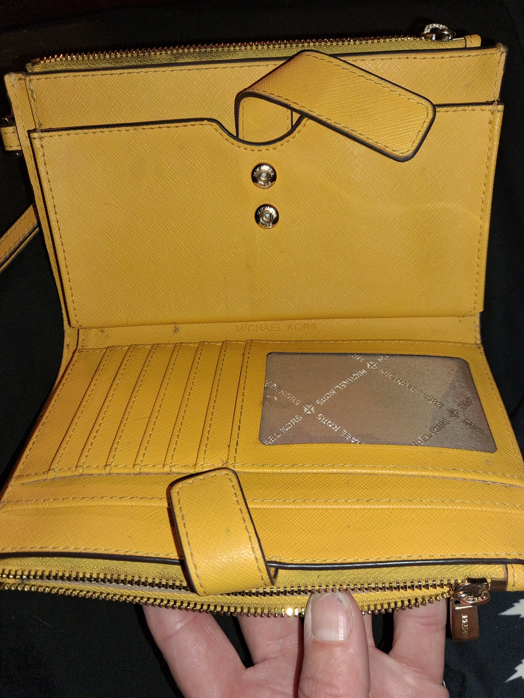 Michael Kors Yellow Saffiano Leather Bifold Wristlet Wallet – Like New-gently used