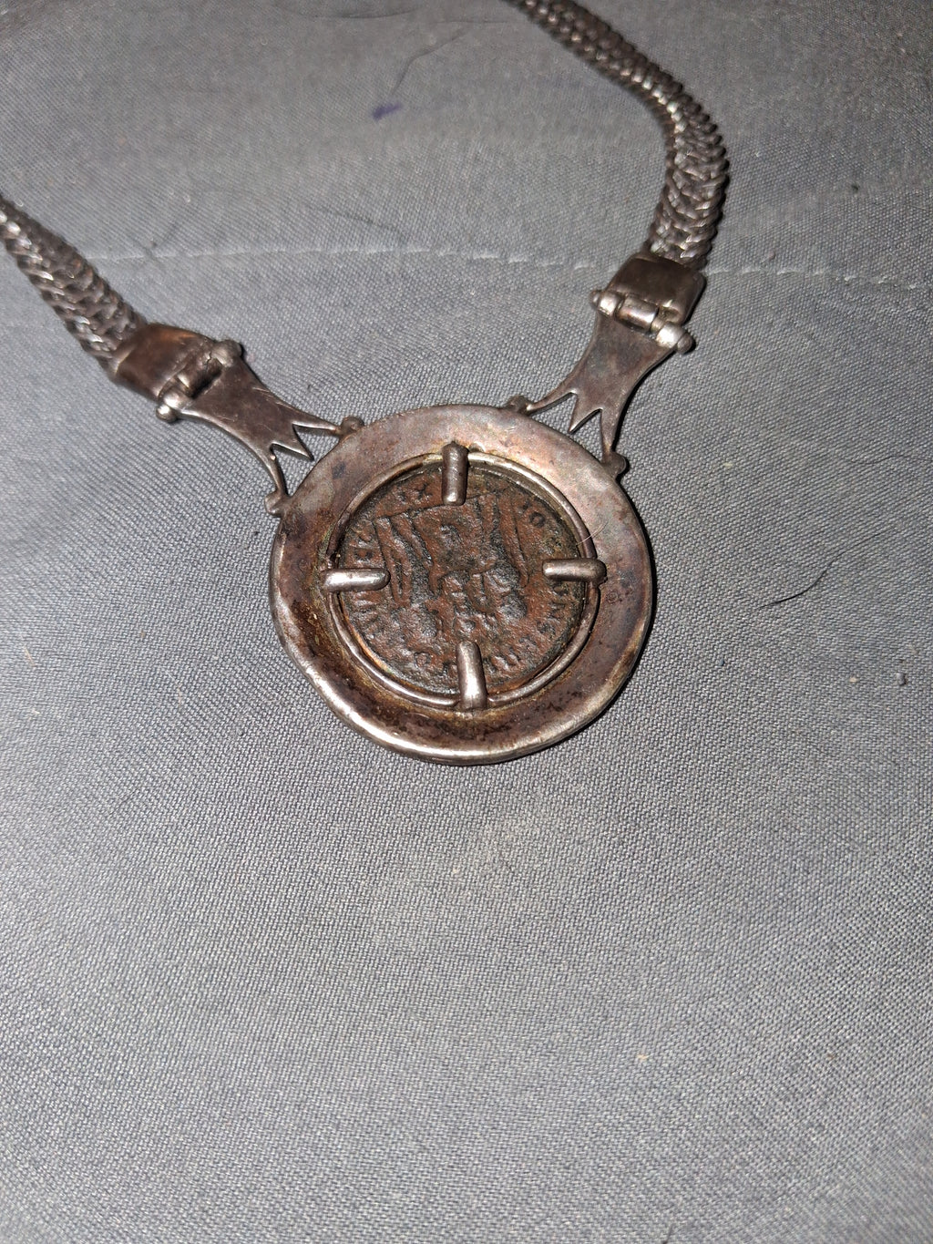 Vintage roman coin pendant knecklace
