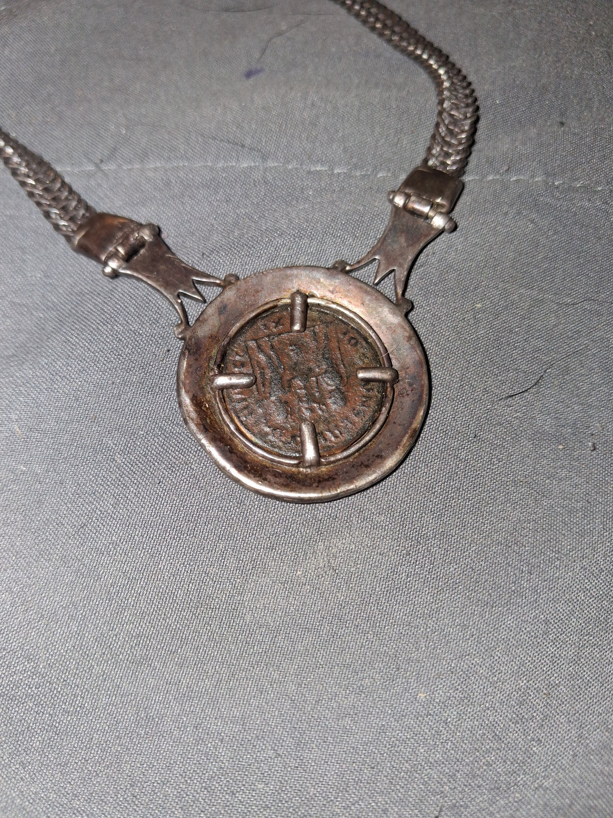 Vintage roman coin pendant knecklace