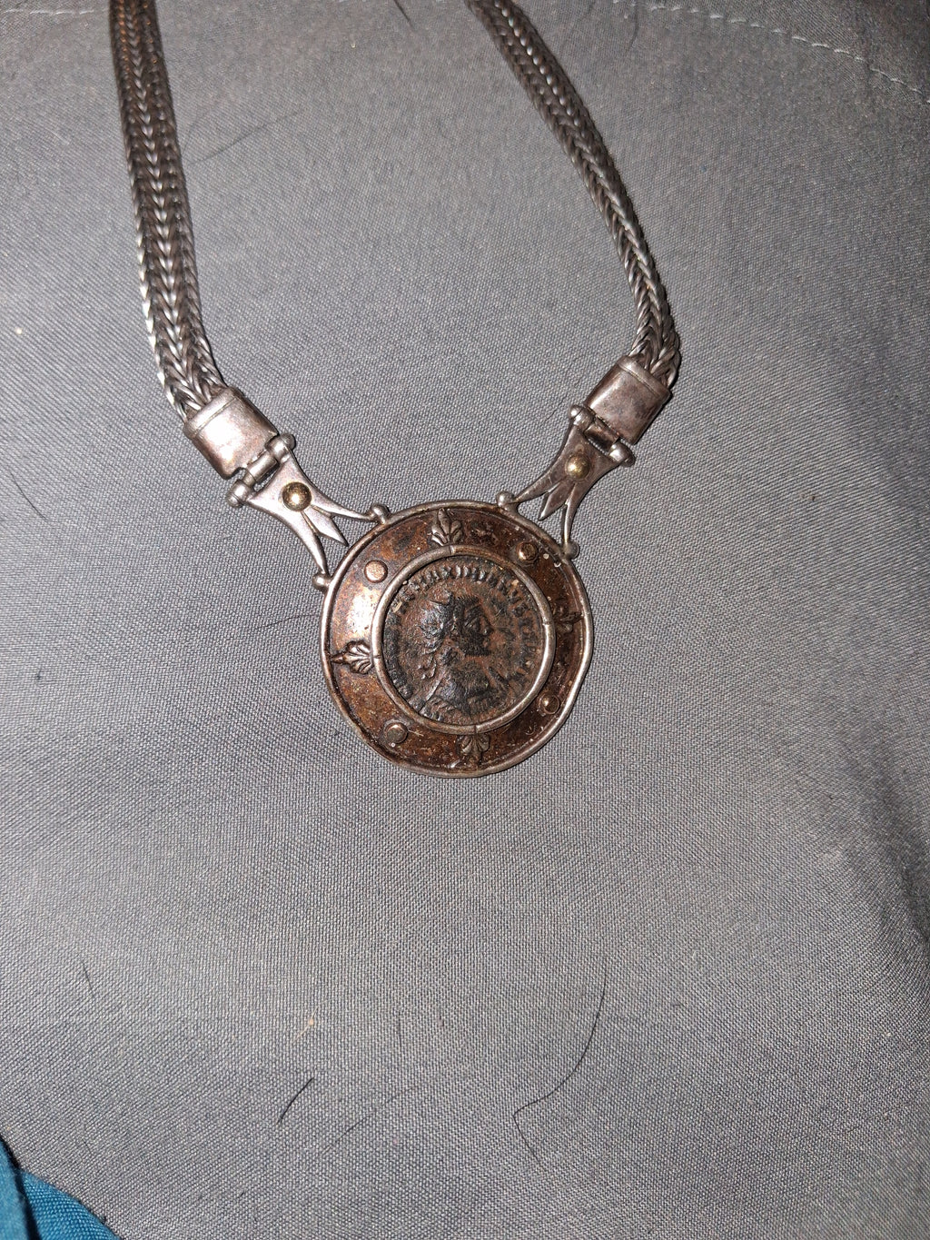 Vintage roman coin pendant knecklace