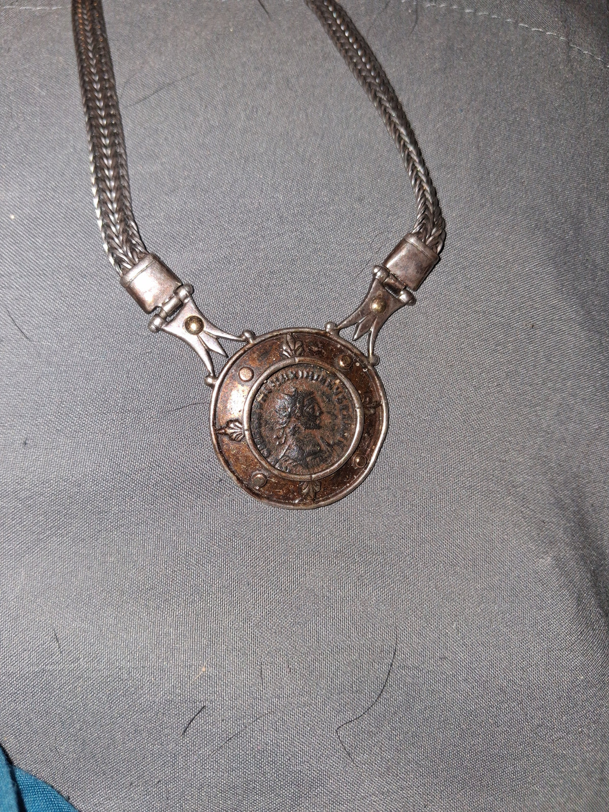 Vintage roman coin pendant knecklace