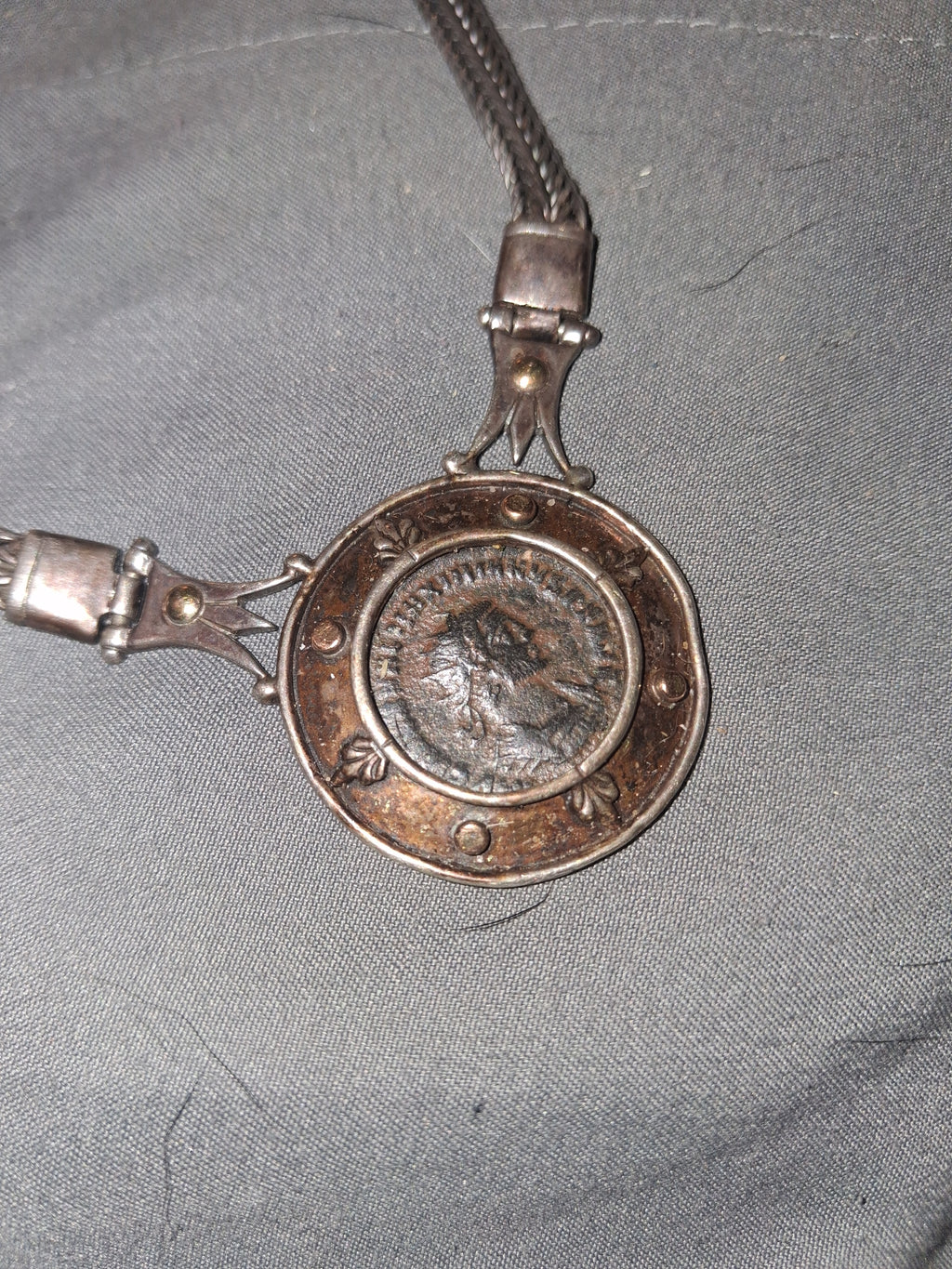 Vintage roman coin pendant knecklace