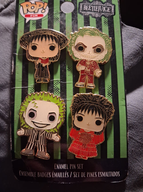Funko Pop! Beetlejuice 4-Piece Enamel Pin Set – Lydia Deetz & Beetlejuice